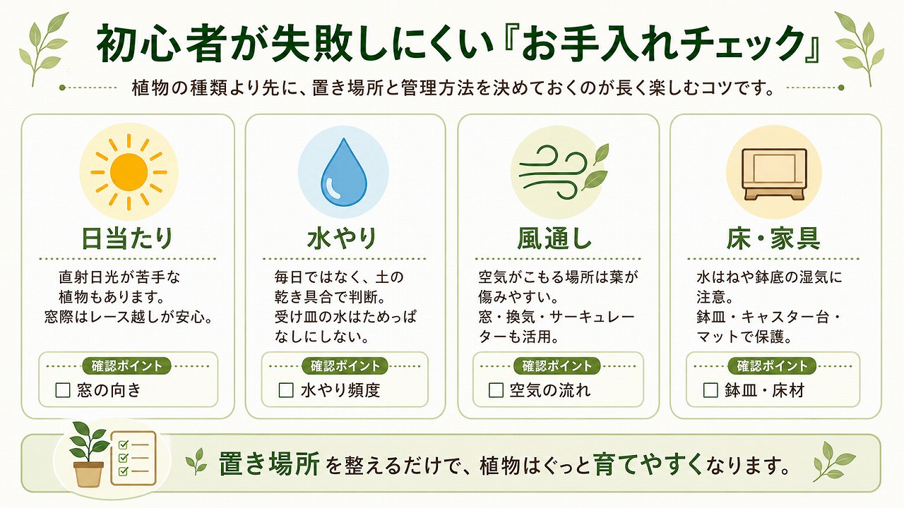 長く楽しむためのお手入れチェック図解